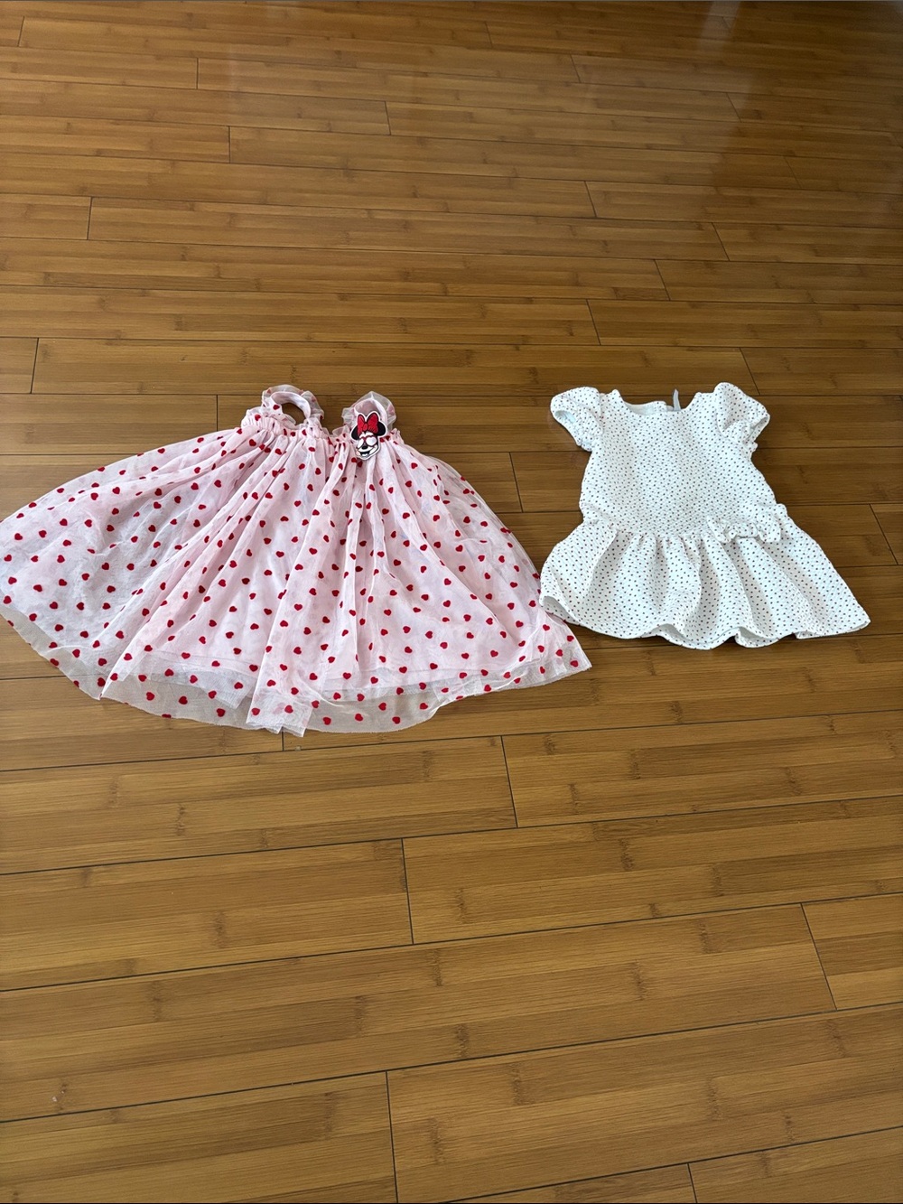 Janie and Jack/Pink Tulle Dress with Red Heart Print and White Polka Peplum Top